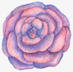 清新森系水彩紫红色花朵素材