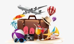 行李飞机旅游元素素材