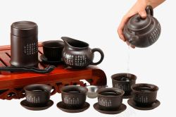 复古深色陶瓷茶具素材