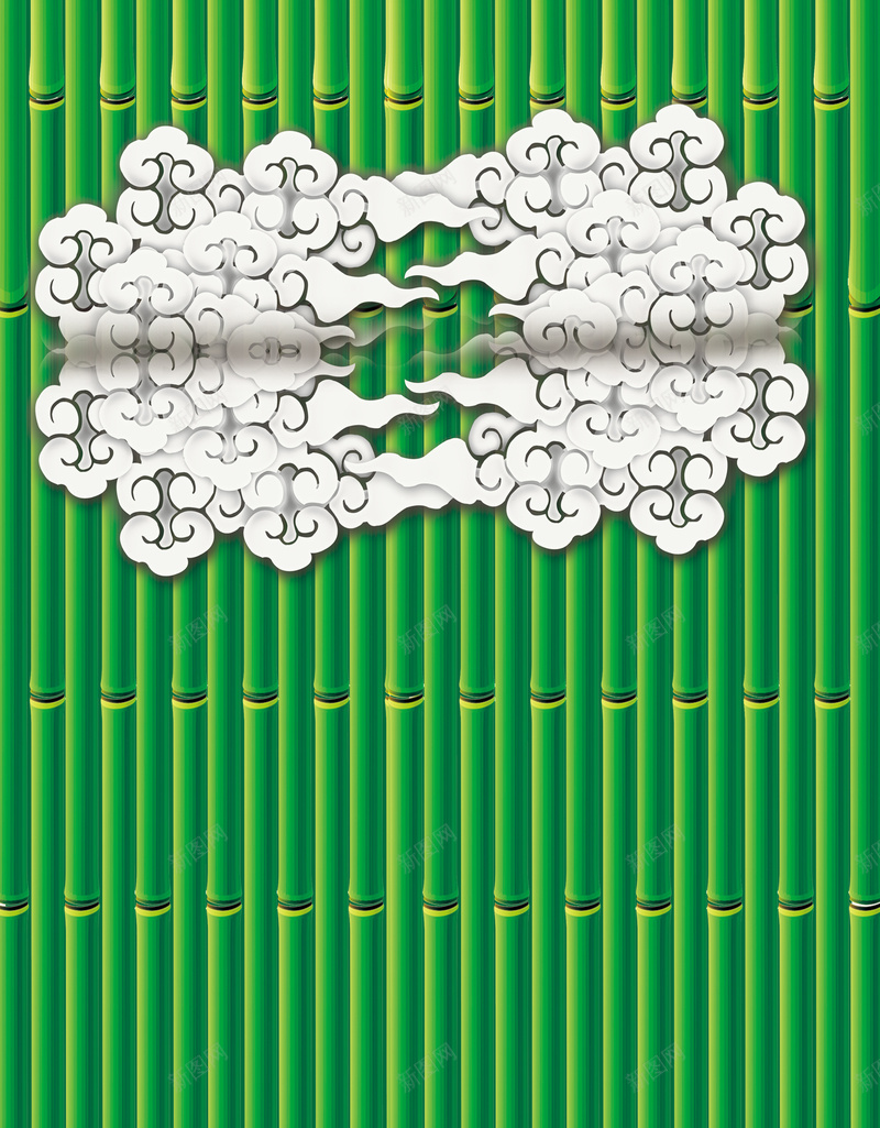 绿色竹子上的祥云背景素材psd设计背景_88icon https://88icon.com 海报 祥云 竹子 纹理 绿色 背景 舒心