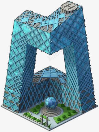 蓝色建筑物手绘png免抠素材_88icon https://88icon.com 建筑物 蓝色