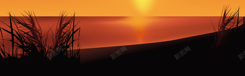 夕阳下的湖面psd设计背景_88icon https://88icon.com 夕阳 湖面 枯草 风景 海报banner 摄影