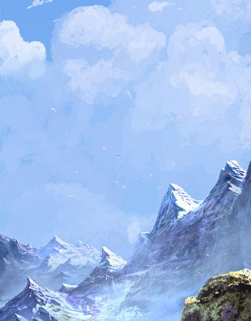 蓝天白云与山峦H5背景素材jpg设计背景_88icon https://88icon.com 蓝天 白云 山 天空 山峦 草木 摄影 风景