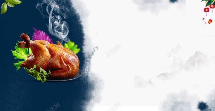 中国风美食特色烤鸡背景