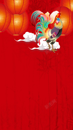 春节鸡传统春节PSD分层H5背景素材高清图片
