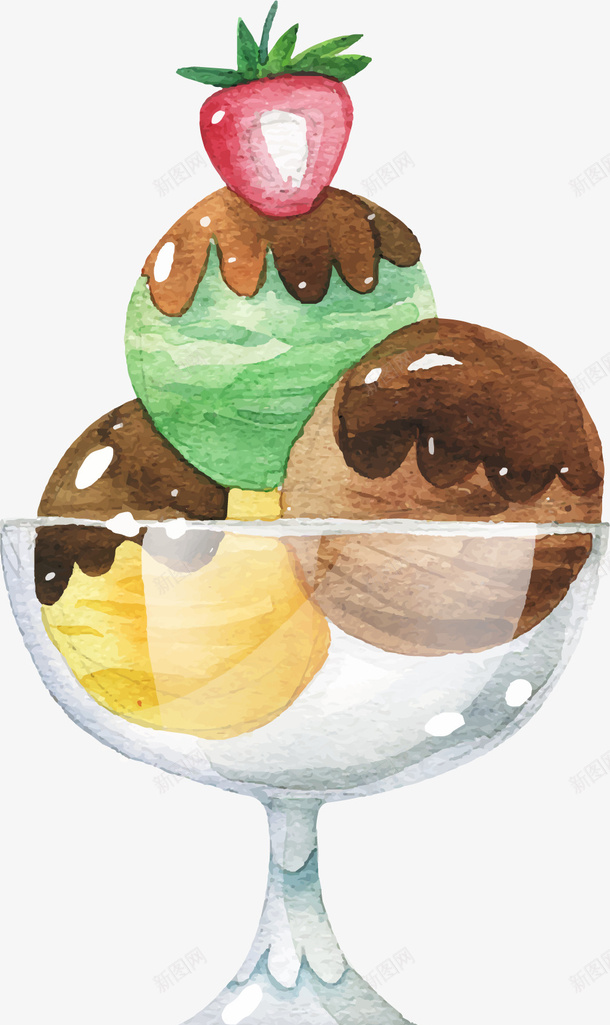 美味诱人的水彩手绘冰激凌球杯矢量图eps免抠素材_88icon https://88icon.com 夏日冰激凌 矢量素材 美丽的冰激凌 美味冰激凌 诱人冰激凌球 矢量图