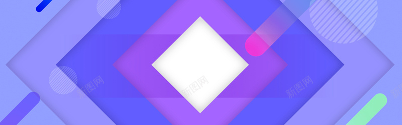 蓝紫色几何拼接渐变条纹方框banner背景