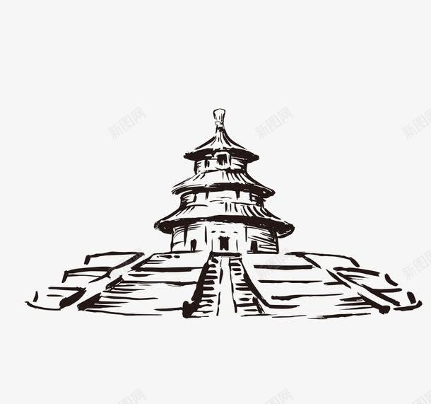 水彩手绘天坛png免抠素材_88icon https://88icon.com 中国风 北京 天坛 建筑 手绘 水彩