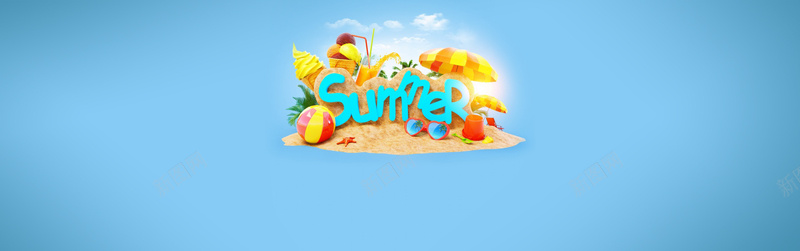 夏季summer简约沙滩banner背景背景