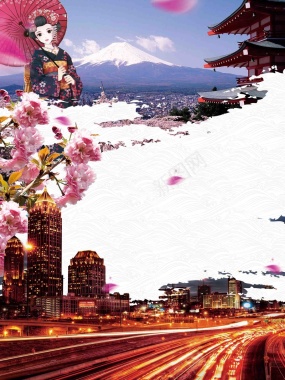 日本城市旅游海报背景模板背景