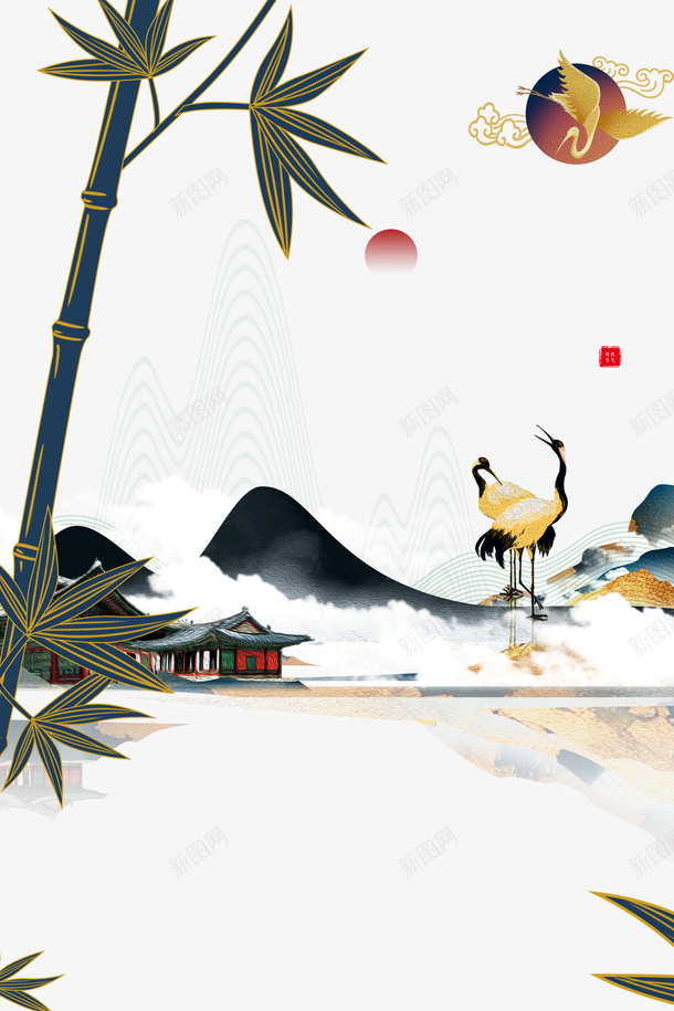 植物装饰元素图psd免抠素材_88icon https://88icon.com 印章 古风 山水 植物 水墨 竹枝 美食印章 装饰 鹤