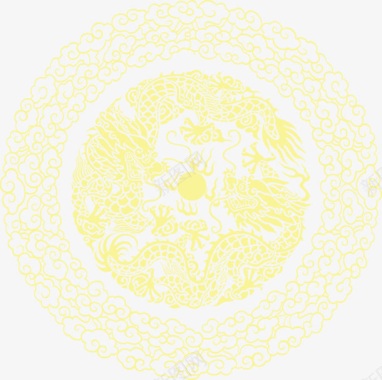 中国风墨点素材中国风黄色龙纹图标图标