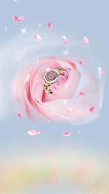 粉色花朵戒指结婚商业H5背景背景