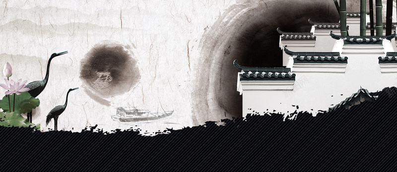 水墨画背景jpg设计背景_88icon https://88icon.com 中国风 大气 唯美 清新 古镇 墨迹 海报banner
