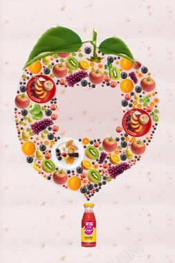 水果拼图果酱创意海报背景