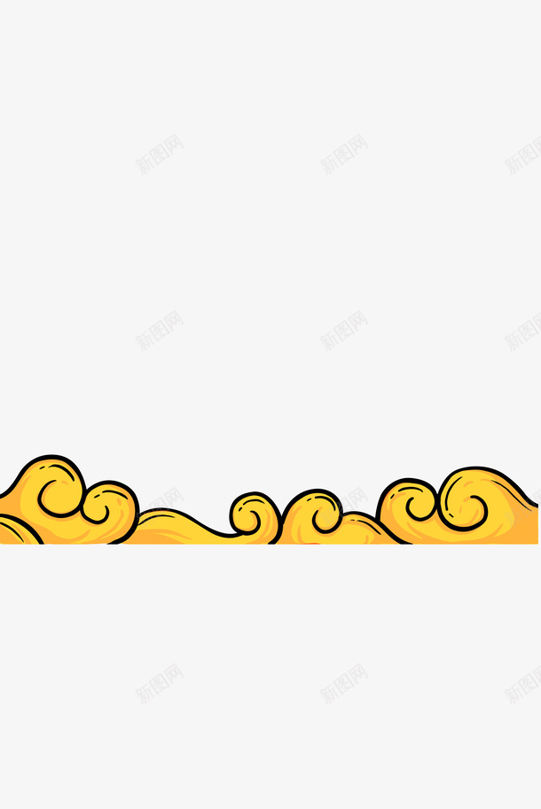 金黄色的手绘云朵png免抠素材_88icon https://88icon.com 修饰 线性 装饰 黄色