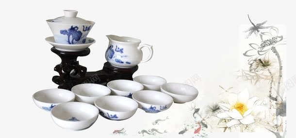 茶具装饰png免抠素材_88icon https://88icon.com 中国风 茶具 茶文化 茶杯 装饰 装饰图片