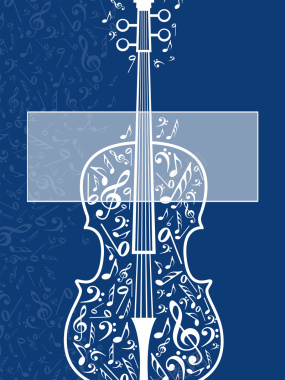 蓝色简约花纹大提琴培训背景背景