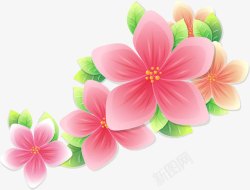 手绘粉色花卉艺术展架素材