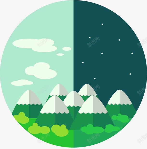 卡通日夜山间png免抠素材_88icon https://88icon.com 卡通 卡通山林 卡通山间 山间