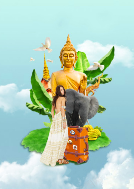 十一国庆小长假泰国佛祖旅游背景