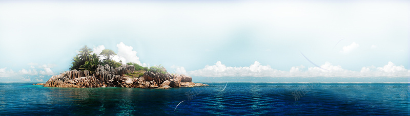 蓝色海洋小岛背景背景