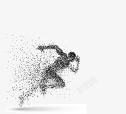 蓝龙创意特效科技粒子奔跑的运动健儿矢量图高清图片