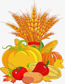 秋季元素秋天成熟丰收的蔬菜瓜果粮食高清图片