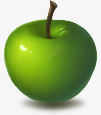 手绘青苹果图标手绘元素水果图标
