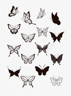 花丛手绘黑白黑白蝴蝶图片高清图片