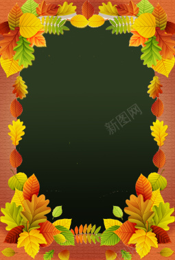 树叶梦幻相框背景海报素材背景