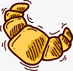 卡通手绘牛角包面包素材