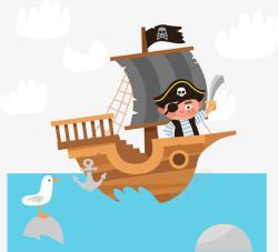 海上航行的海盗船素材