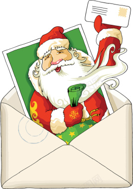创意信封里的圣诞老人背景素材背景
