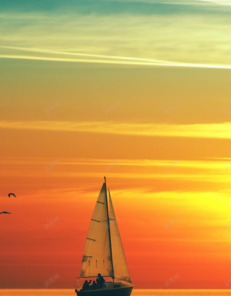 夕阳下海面上的帆船H5背景jpg设计背景_88icon https://88icon.com 夕阳 小清新 帆船 文艺 橙色 海面 简约 背景