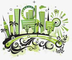 绿色城市图腾素材