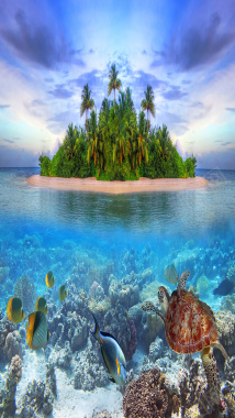 海岛风景摄影H5背景素材背景