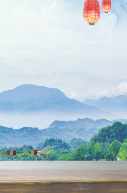 中国风重阳节红灯笼纹理背景