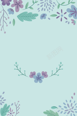 女生节蓝色手绘春季上新花卉背景背景