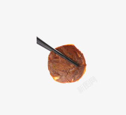 筷子上夹着的肉片素材