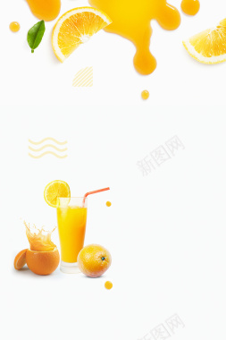 鲜橙榨汁小清新果汁促背景