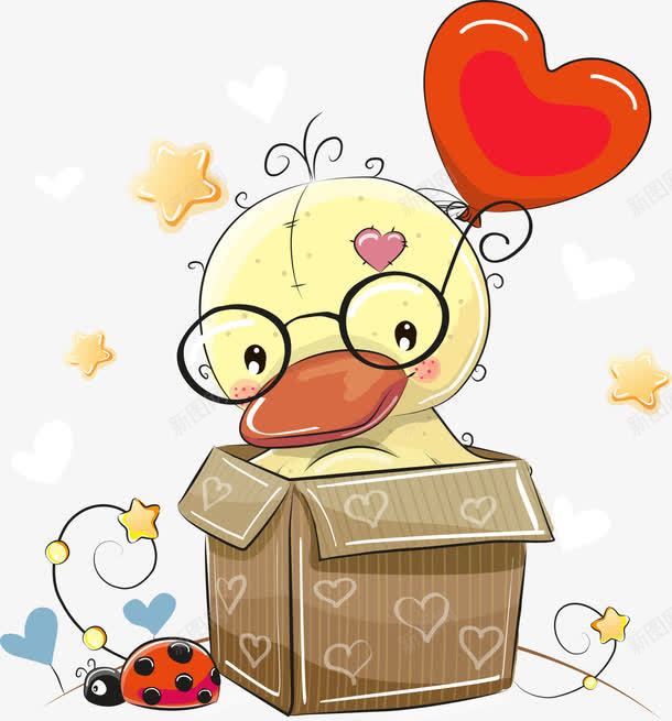 纸盒里的可爱卡通鸭子png免抠素材_88icon https://88icon.com 卡通鸭子 爱心气球 矢量鸭子 鸭子 黄色鸭子
