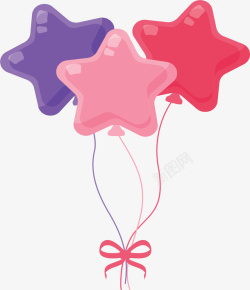 粉紫色星星气球束矢量图素材