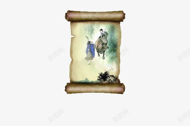 清明节海报旧书卷样式png免抠素材_88icon https://88icon.com 旧书卷 海报 清明节 牛 童子