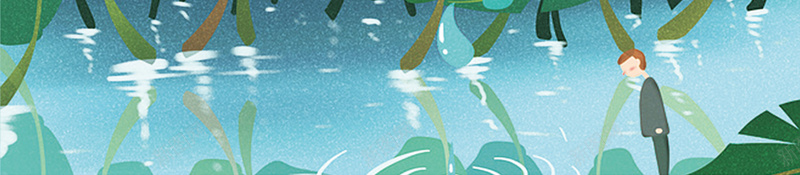 插画风格立夏二十四节气户外海报jpg设计背景_88icon https://88icon.com 二十四节气 24节气 叶子 夏天 立夏 远山 河水 人物