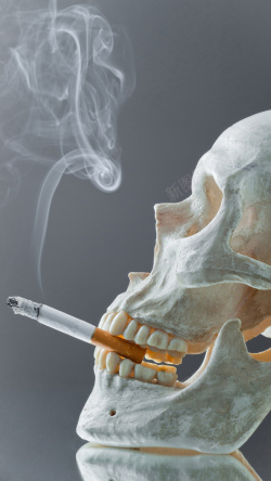 白骨白骨骷髅和香烟图案H5背景元素高清图片