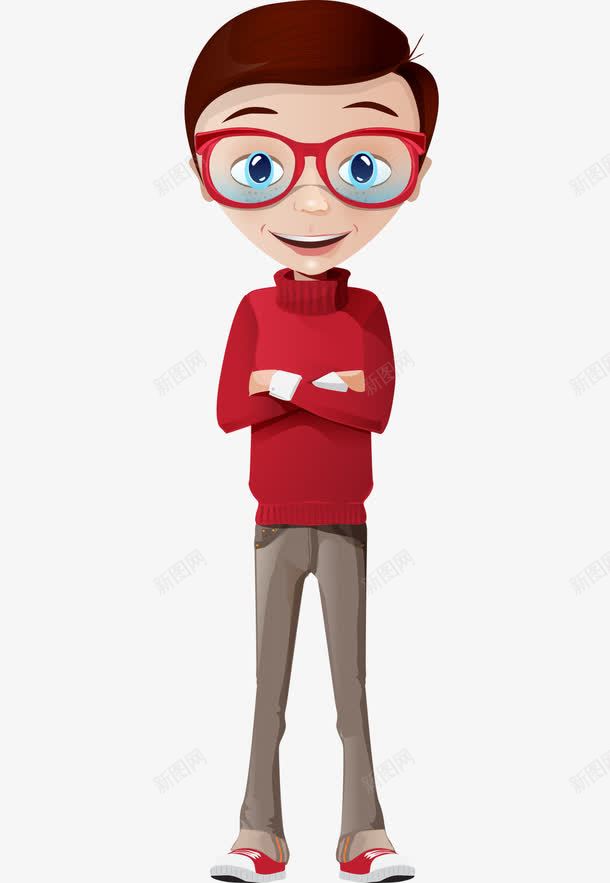 卡通手绘戴眼镜休闲男孩png免抠素材_88icon https://88icon.com 卡通的人物 戴眼镜的男孩