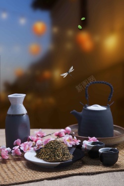 绿茶宣传大气中国风绿茶设计宣传背景高清图片