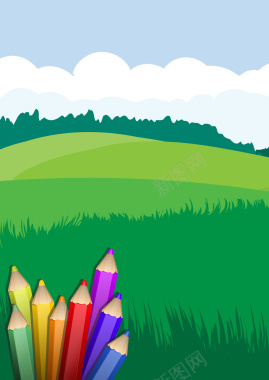 幼儿园彩色铅笔绘画海报背景背景
