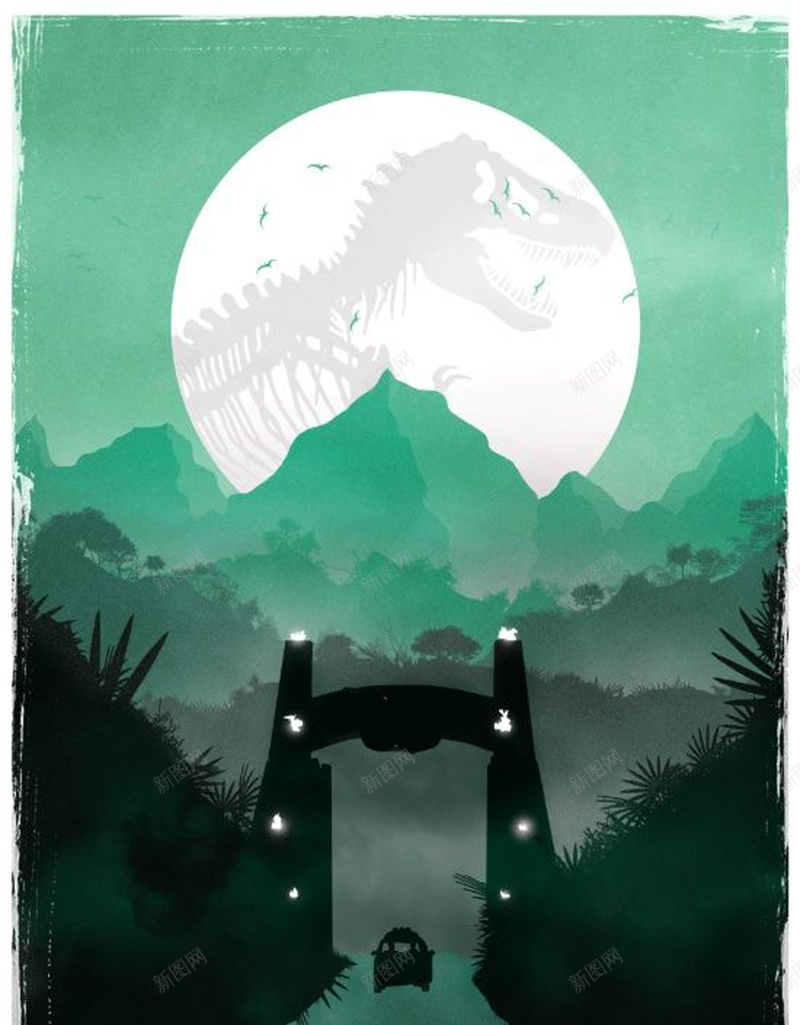 创意卡通宣传海报psd设计背景_88icon https://88icon.com 个性 乐园 创意 卡通 夜晚 宣传 恐龙 月亮 月光 深邃